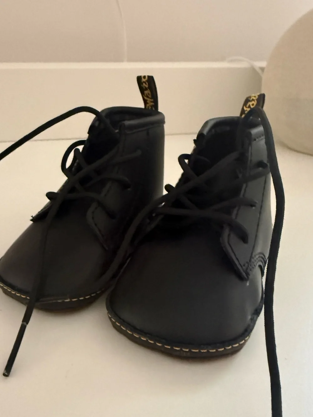 Baby Black Lace-Up Booties